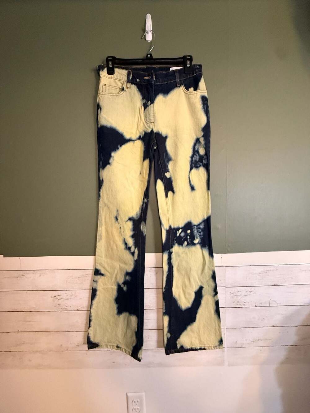 Collusion x005 Straight Leg Jeans Blue Yellow Bleach Tie Dye Denim US 4
